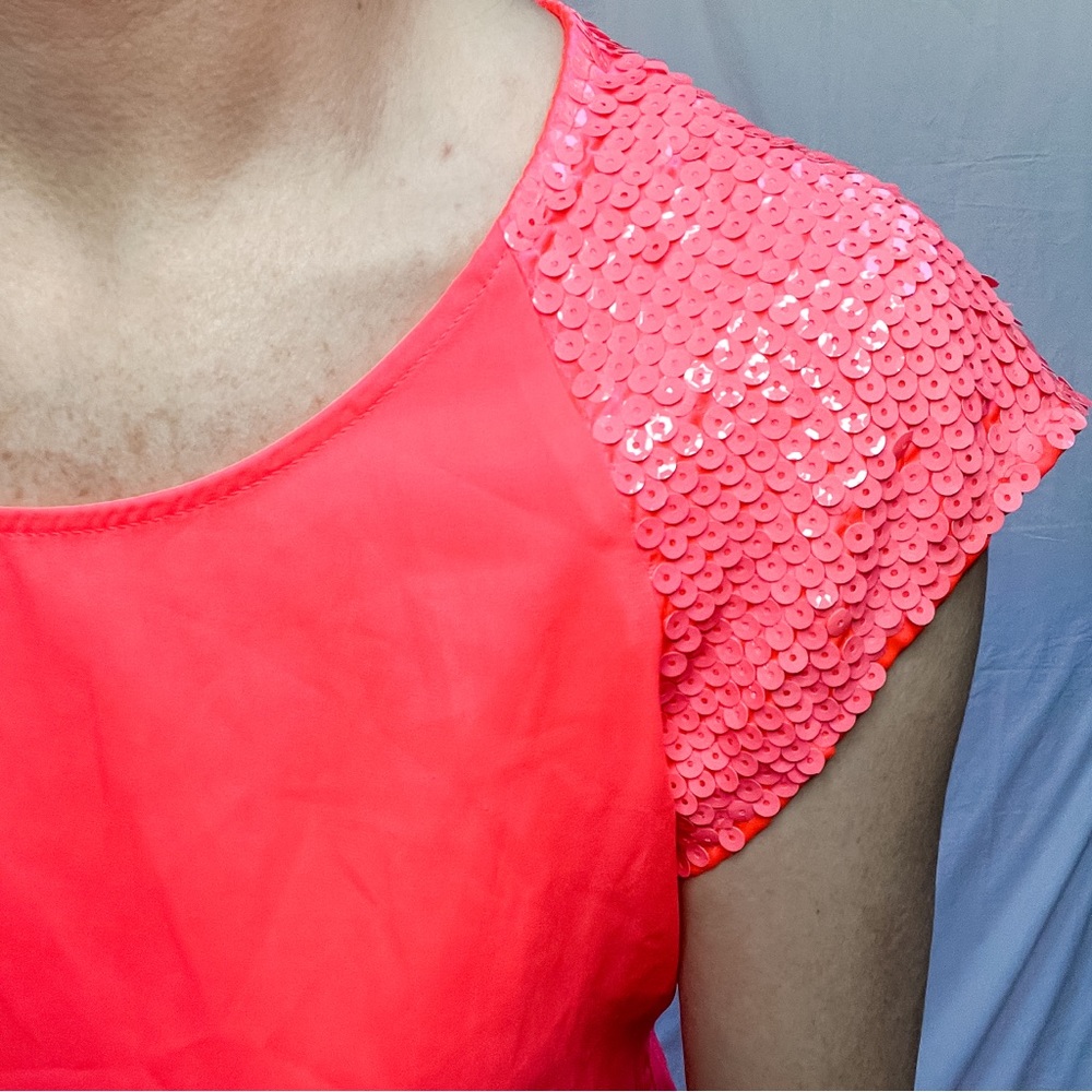 Pink Sequin and silk express blouse